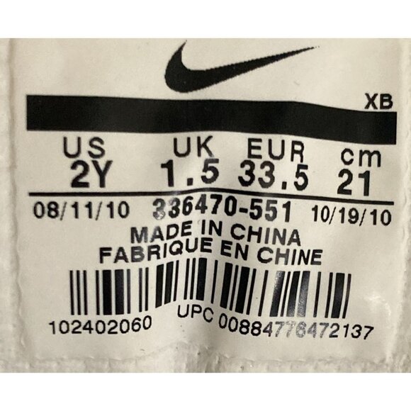 Nike 336470 kids Size 2Y White Lavender Mesh hook loop closure Athletic Sneaker - Picture 8 of 8